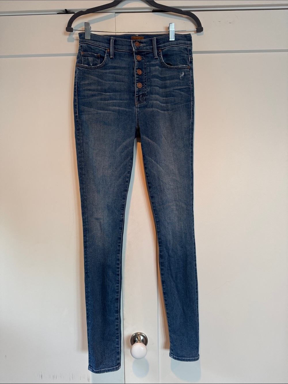 MOTHER The Pixie Swooner Skimp Exposed Button Fly High Rise Skinny Jeans 27